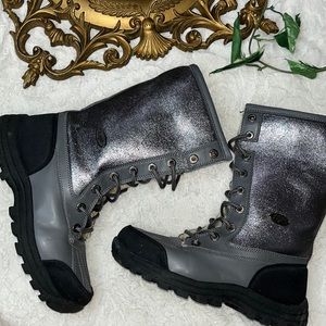 Silver and Black Glitter Lugz Boots